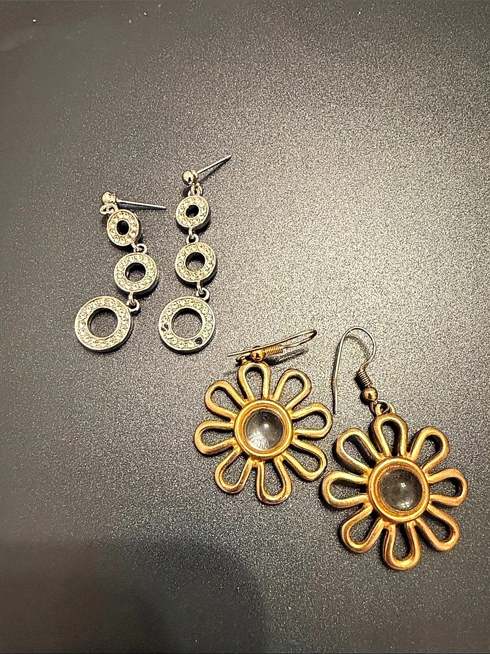 Gold-Tone Statement Earrings Set Like New